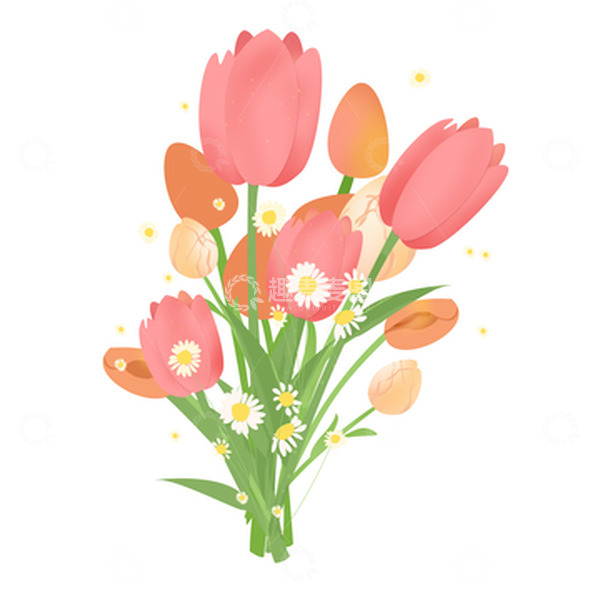 源文件下载【趣麦麦图】粉色小清新郁金香花朵手绘图