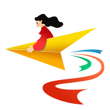 卡通纸飞机春天元素