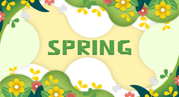 春天花草艺术字