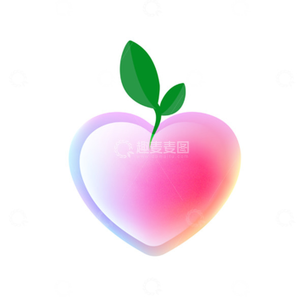 源文件下载【趣麦麦图】粉红爱心萌芽渐变矢量元素