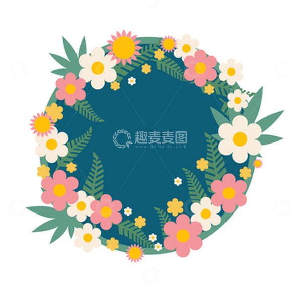 源文件下载【趣麦麦图】春天花环花草标题标签背景