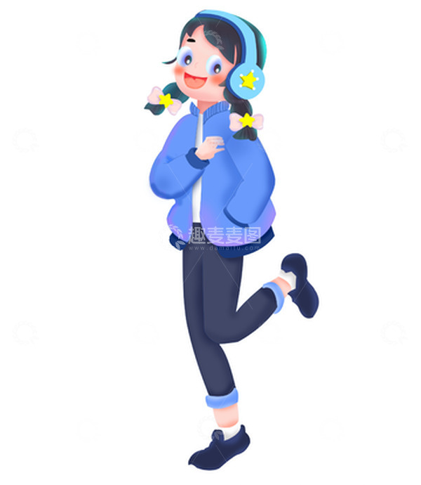 源文件下载【趣麦麦图】夏天手绘可爱小女孩运动活泼