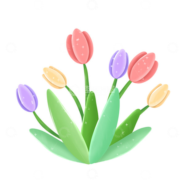 源文件下载【趣麦麦图】春天小清新绿植鲜花花草百合草地