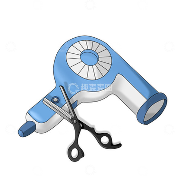 源文件下载【趣麦麦图】二月二龙抬头洗剪吹吹风筒剪刀手绘图