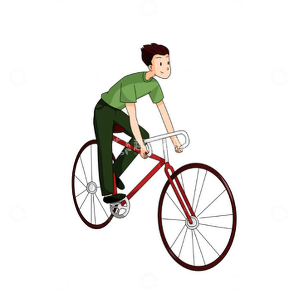 源文件下载【趣麦麦图】-春天骑自行车出游的卡通男孩