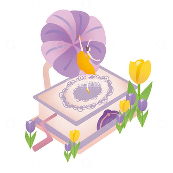 源文件下载【趣麦麦图】女孩 跳舞 八音盒 花朵 郁金香 唯美