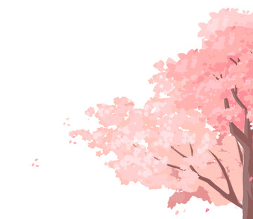 春天粉色樱花树桃花树立春桃花朵朵手绘