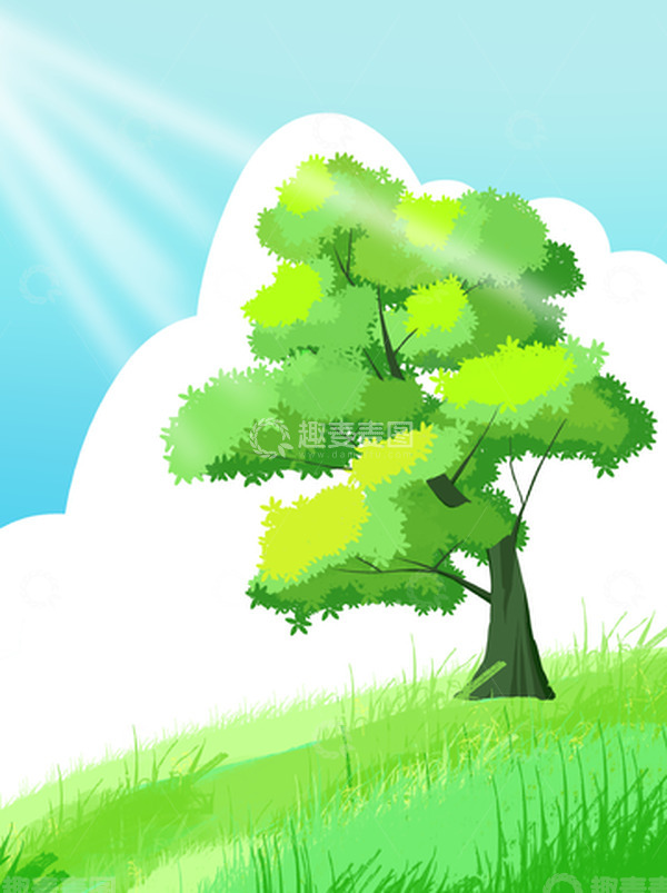 源文件下载【趣麦麦图】绿色树木青草地
