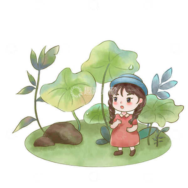 源文件下载【趣麦麦图】小清新绿色水彩夏天草地花草