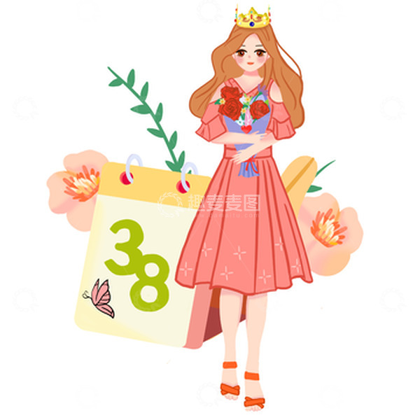 源文件下载【趣麦麦图】三八女神节节日元素