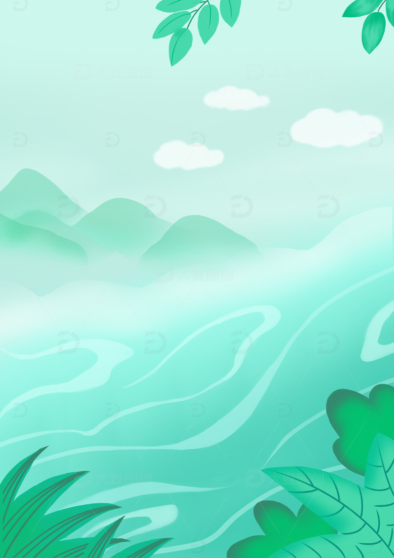 绿色山水背景