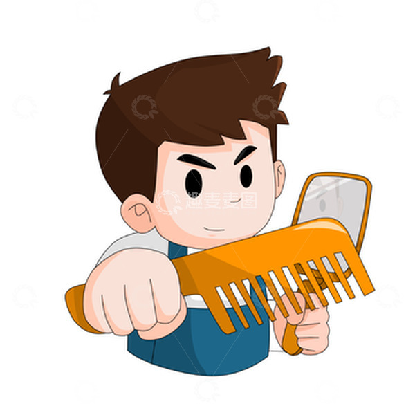 源文件下载【趣麦麦图】龙抬头Q版卡通理发师人物元素