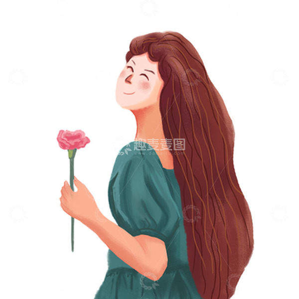 源文件下载【趣麦麦图】38妇女节母亲女孩康乃馨扁平插画场景手绘