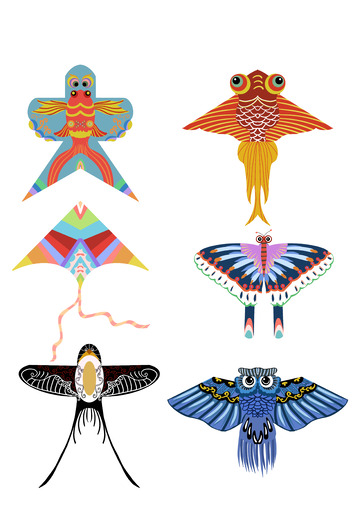 春天放风筝纸鸢元素