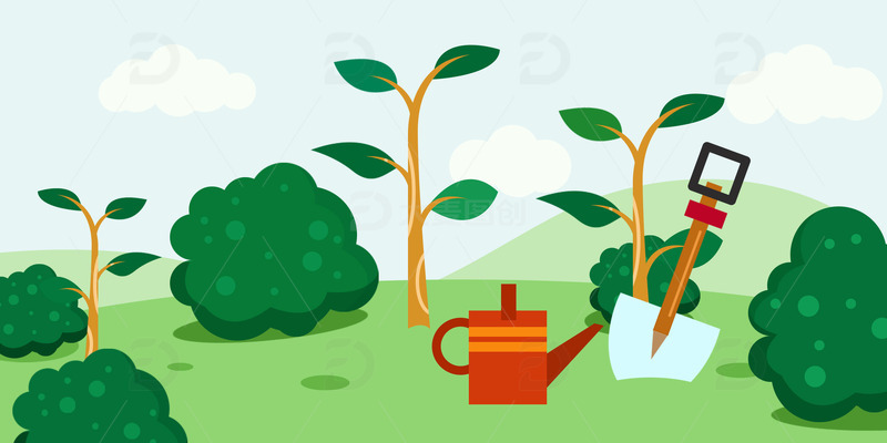 卡通绿色植树节环保背景