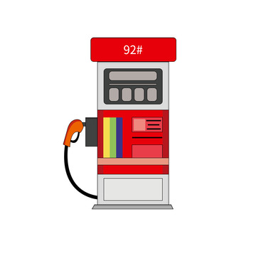 描边插画汽车加油站