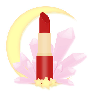 故宫红口红粉红宝石簇月亮星星