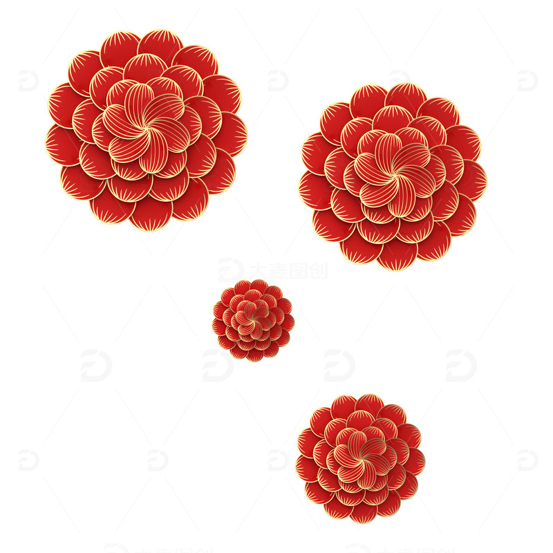 源文件下载【趣麦麦图】中国风节日喜庆红色花花金边