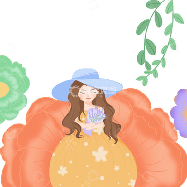 源文件下载【趣麦麦图】三八妇女节女神节女王节花束花草春天