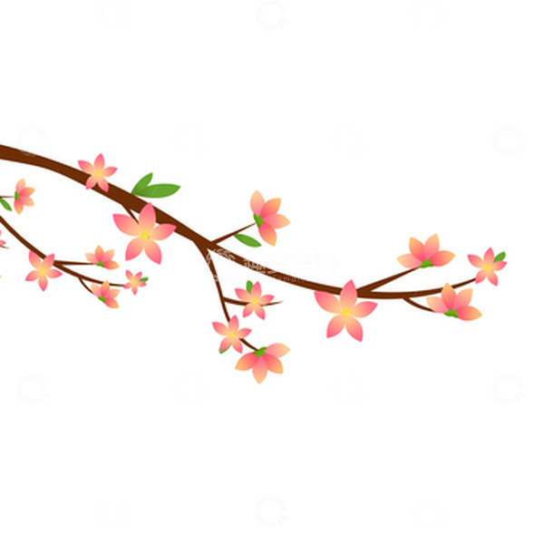 源文件下载【趣麦麦图】手绘桃花植物春天元素