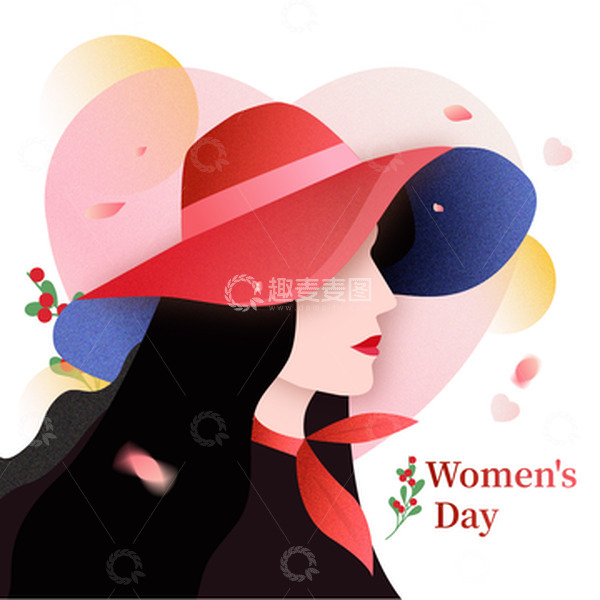 源文件下载【趣麦麦图】粉色女性人物头像手绘装饰插画元素