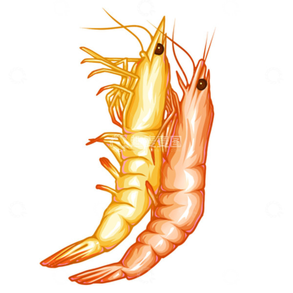 源文件下载【趣麦麦图】手绘虾海鲜基围虾扁平风插画元素食品包装