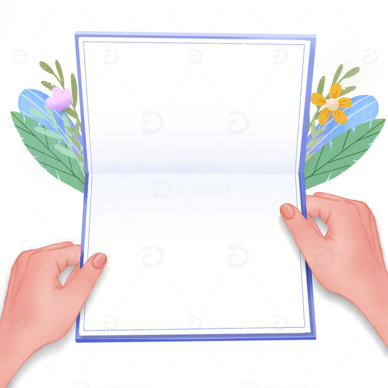 源文件下载【趣麦麦图】微立体手拿信感谢信纸花卉文艺请柬