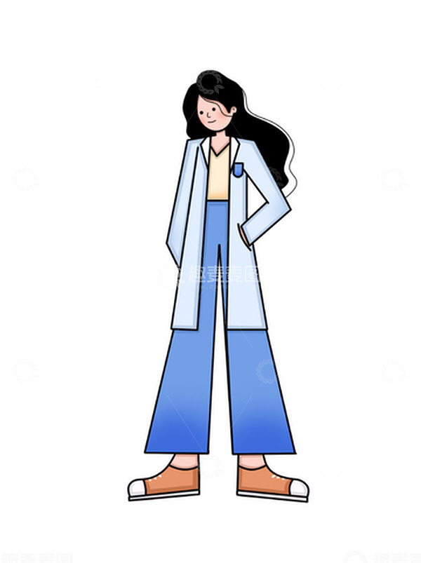 源文件下载【趣麦麦图】女性医生妇女节人物形象扁平风