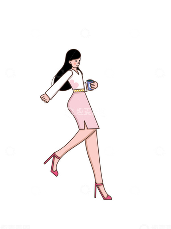 源文件下载【趣麦麦图】女性白领职业装粉色扁平风妇女节人物形象