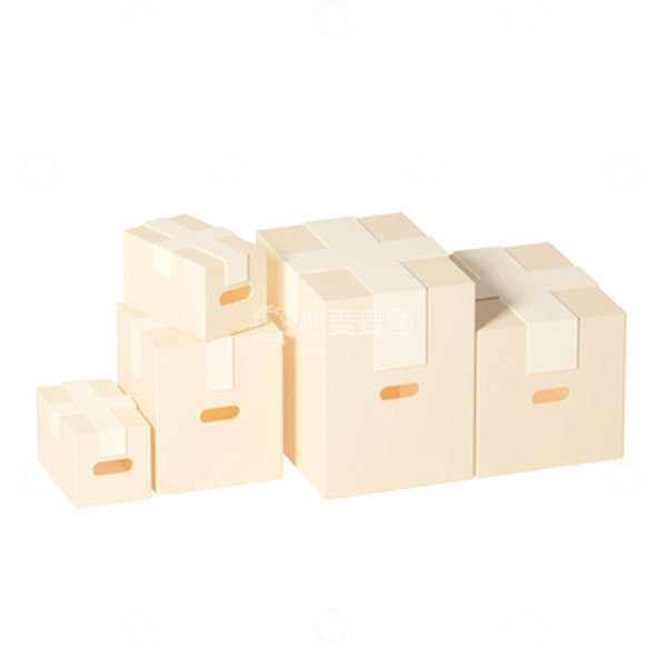 源文件下载【趣麦麦图】C4D3d纸箱免扣元素