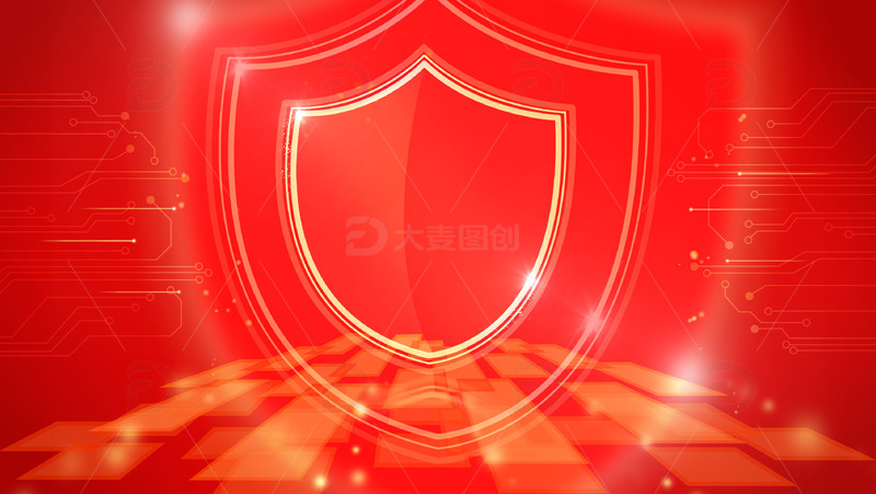 红色网络盾牌海报背景