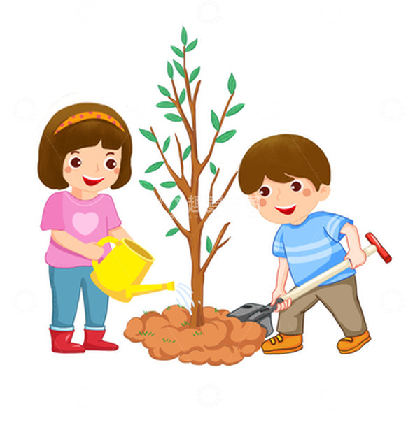 源文件下载【趣麦麦图】-植树人物手绘