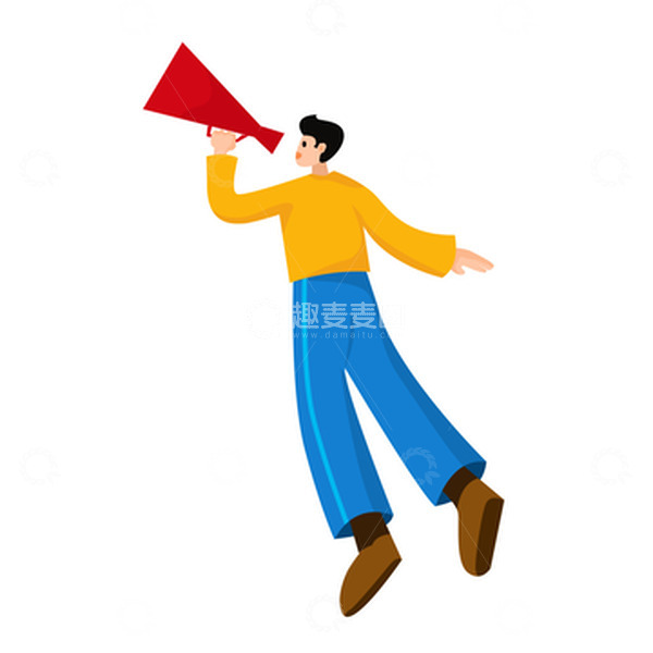 源文件下载【趣麦麦图】招聘呐喊卡通人物元素