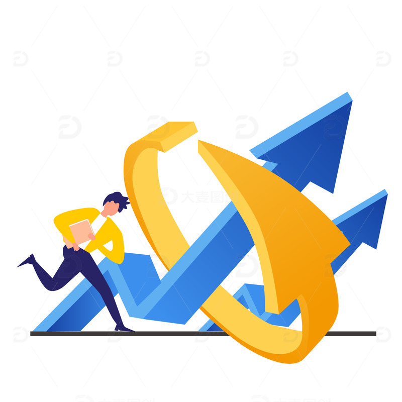 源文件下载【趣麦麦图】蓝色箭头商务职场文件发展PPT几何元素