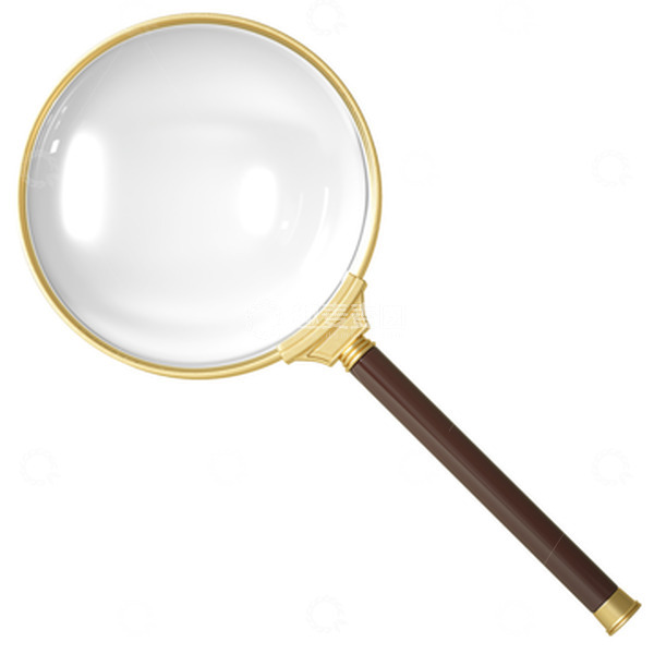 源文件下载【趣麦麦图】3D立体金色放大镜