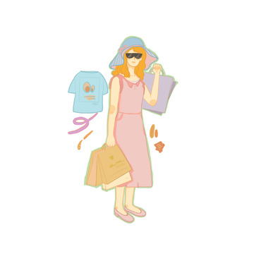 女生逛街购物