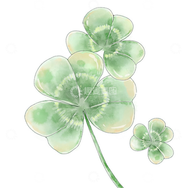 源文件下载【趣麦麦图】水彩手绘三叶草