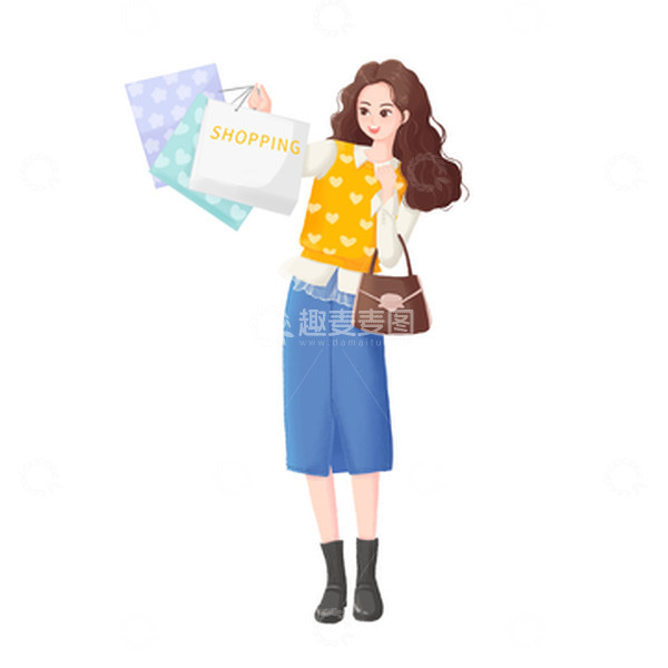 源文件下载【趣麦麦图】购物人物女孩
