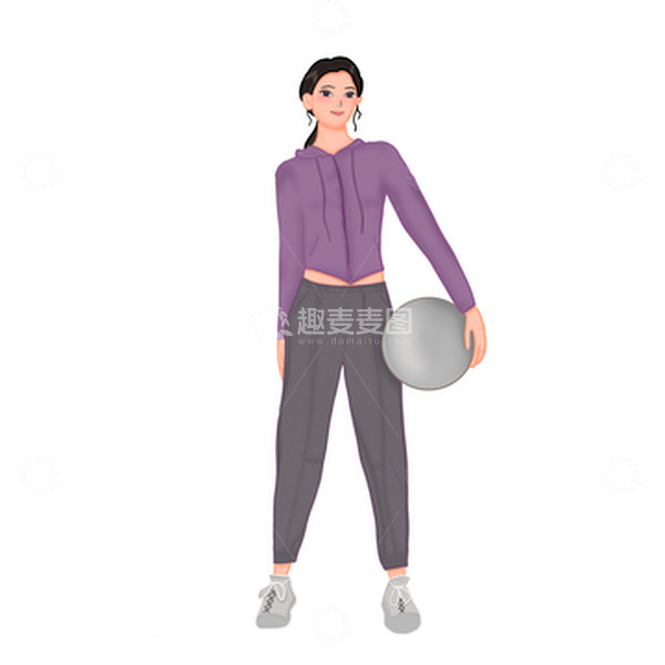 源文件下载【趣麦麦图】-健身运动手绘人物