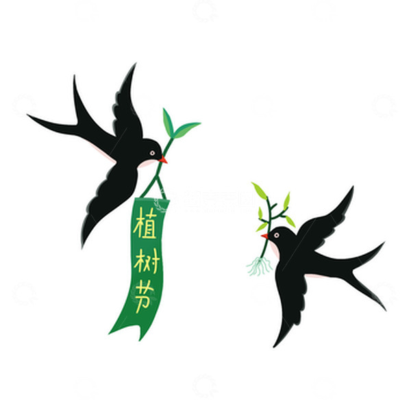 源文件下载【趣麦麦图】-植树节春天燕子手绘元素