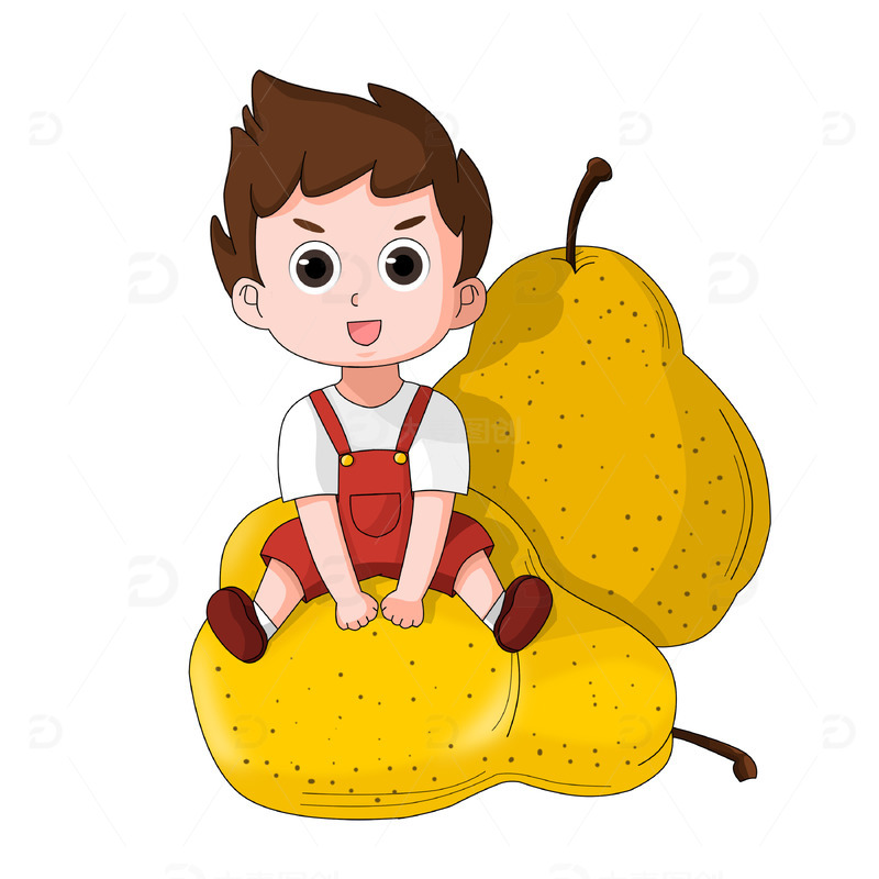源文件下载【趣麦麦图】-水果梨男孩卡通人物儿童元素