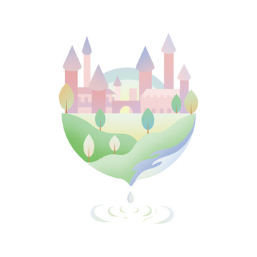 梦幻城堡扁平纹理