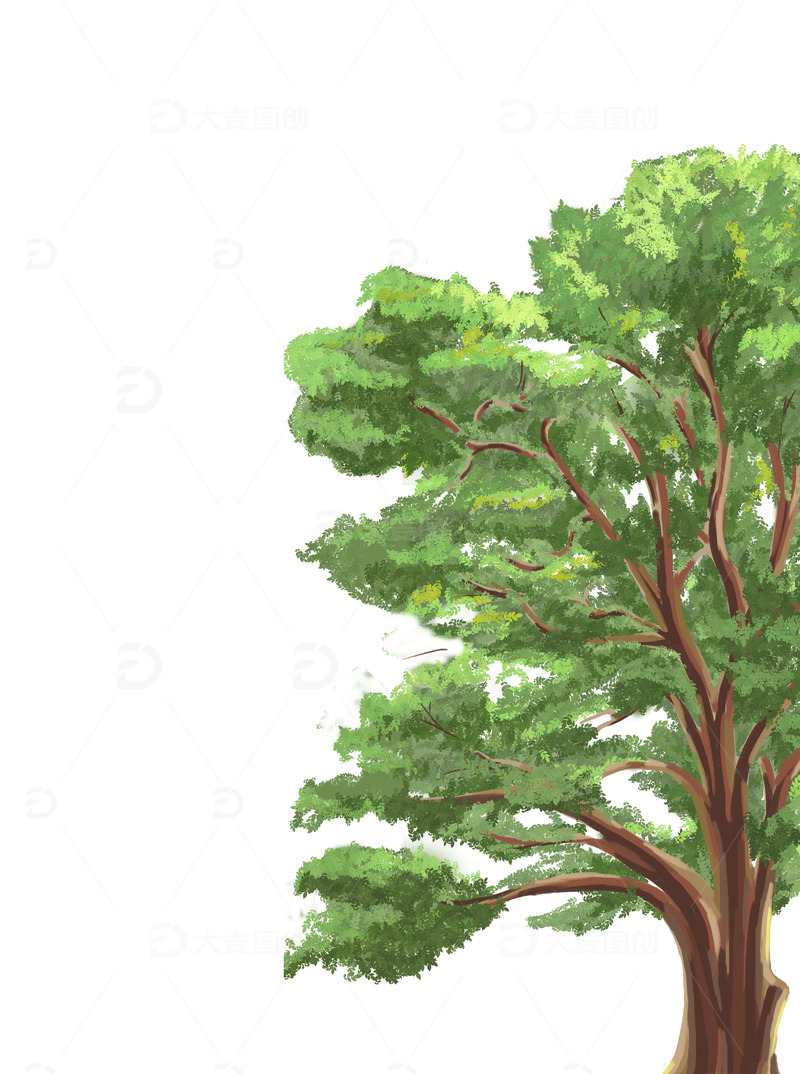 植树节植物手绘