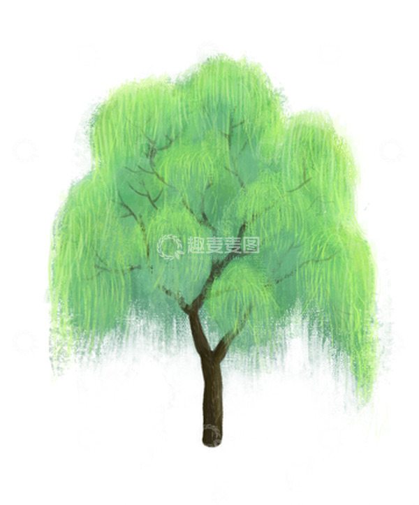 源文件下载【趣麦麦图】-惊蛰春天植物柳树发芽元素
