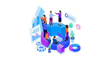 矢量元素数据科技未来信息卡通人物电脑办公