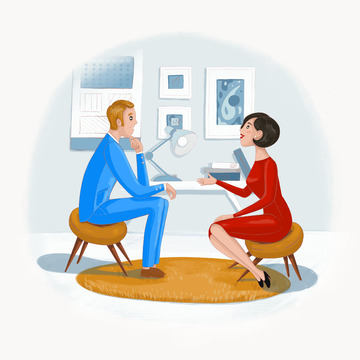 矢量卡通人物交谈工作讨论