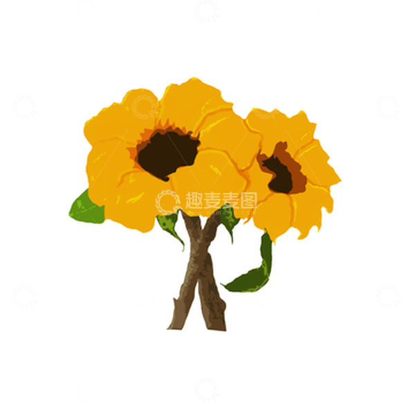 源文件下载【趣麦麦图】向日葵花束手绘图