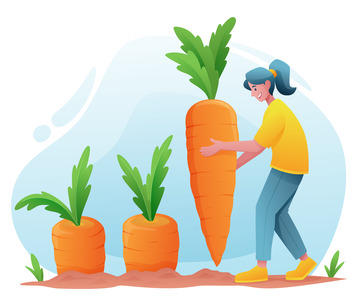矢量卡通人物拔萝卜胡萝卜蔬菜