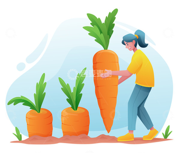 源文件下载【趣麦麦图】矢量卡通人物拔萝卜胡萝卜蔬菜