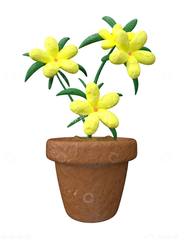 源文件下载【趣麦麦图】粘土迎春花黏土鲜花装饰礼物妇女节